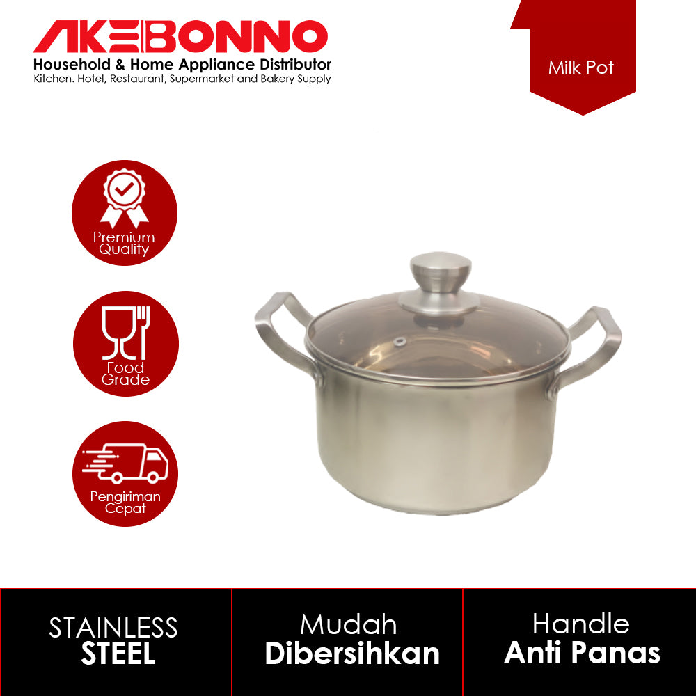 AKEBONNO SOUP POT SERIES DOUBLE STAINLESS HANDLE WITH GLASS UD