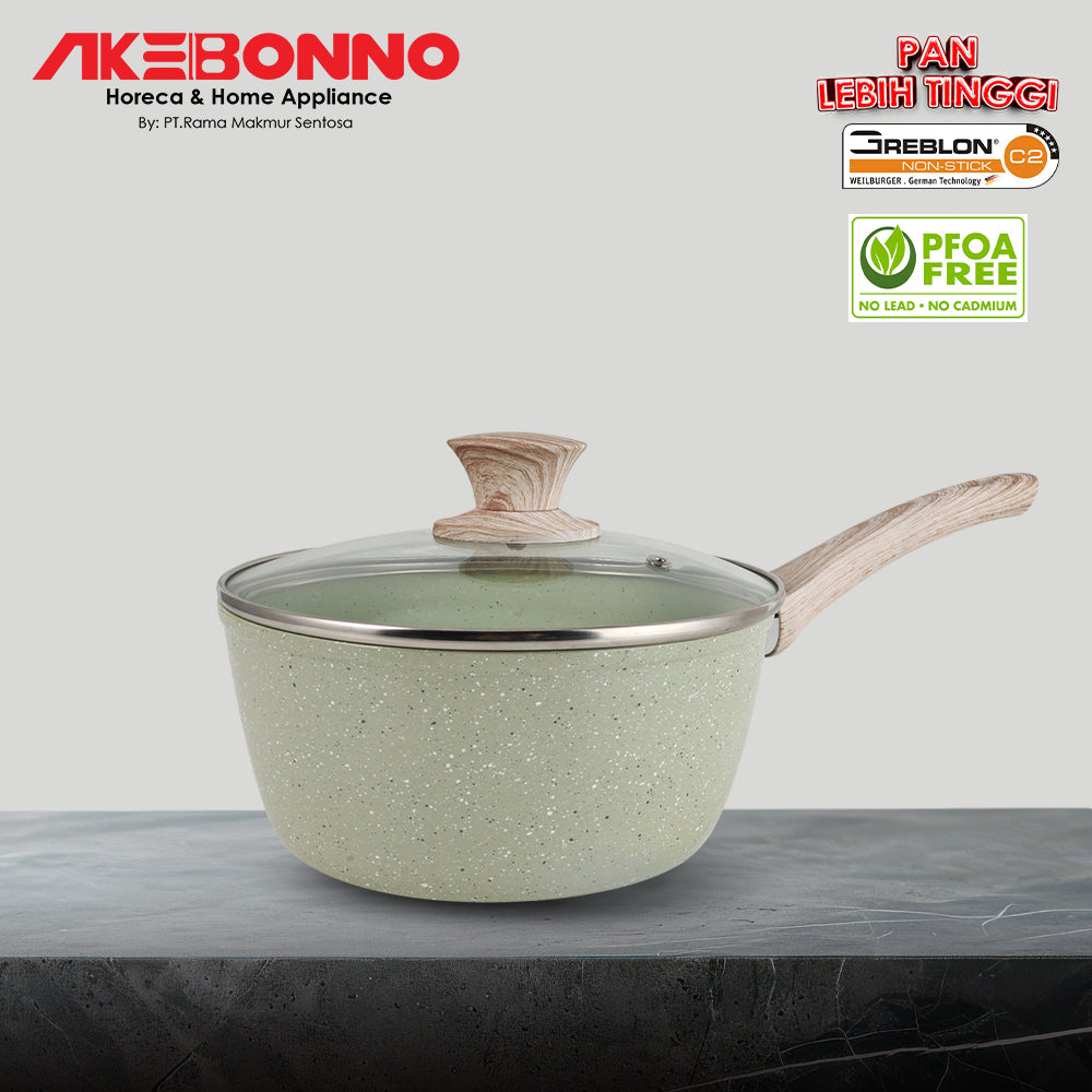 AKEBONNO DIECAST GREBLON SAUCEPAN MINT / PANCI SOP / SAUS / SUSU ANTI LENGKET DENGAN TUTUP 20CM INDUKSI