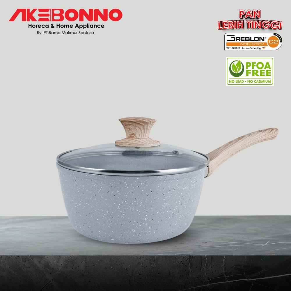 AKEBONNO DIECAST GREBLON SAUCEPAN MINT / PANCI SOP / SAUS / SUSU ANTI LENGKET DENGAN TUTUP 20CM INDUKSI