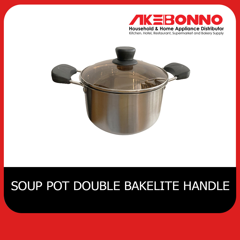 AKEBONNO SOUP POT SERIES DOUBLE BAKELITE HANDLE WITH GLASS UD