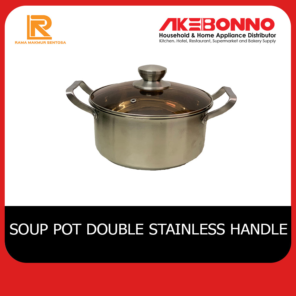 AKEBONNO SOUP POT SERIES DOUBLE STAINLESS HANDLE WITH GLASS UD