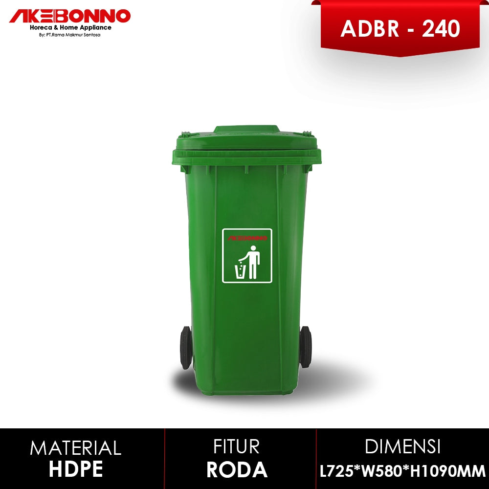 Akebonno Plastic dustbin 240 Liter / Tempat Sampah Plastik Tebal Jumbo Dengan Roda Serbaguna