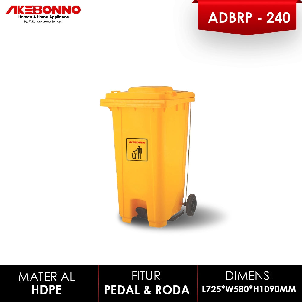Akebonno Plastic dustbin With Pedal 240 Liter / TEMPAT SAMPAH PLASTIK JUMBO DENGAN RODA DAN PEDAL