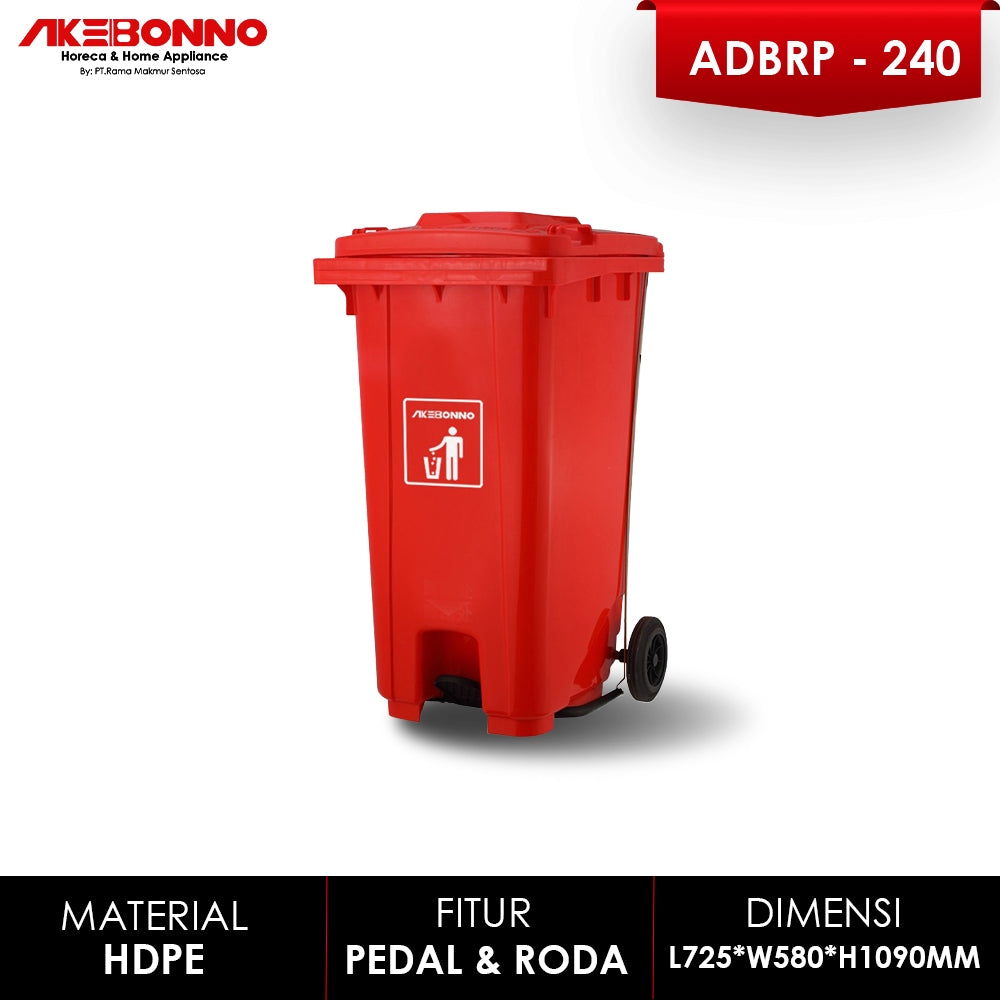 Akebonno Plastic dustbin With Pedal 240 Liter / TEMPAT SAMPAH PLASTIK JUMBO DENGAN RODA DAN PEDAL