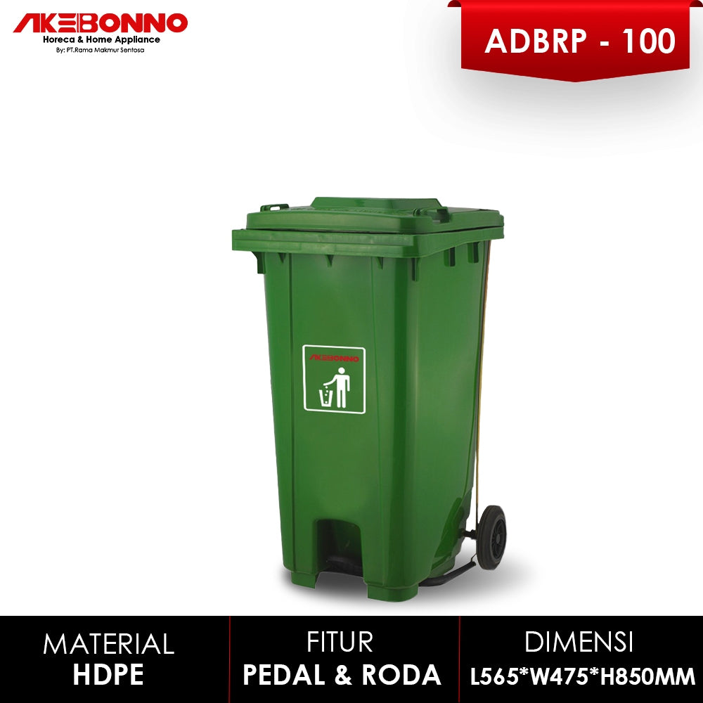 Akebonno Plastic dustbin With Pedal 100 Liter WITH pedal & roda / Tempat Sampah Plastik