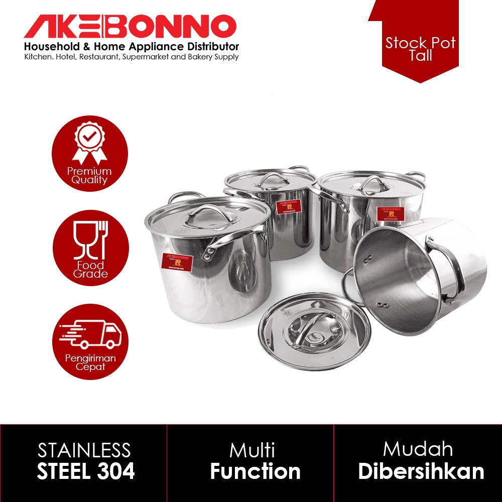 Akebonno Stock Pot Low Dan Steamer Alat Kukusan / Dandang Stainless Steel Tebal