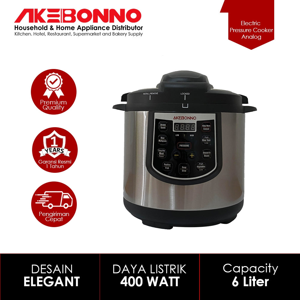 Akebonno Electric Pressure Cooker 800W / ALAT PRESTO DAN MEMASAK NASI