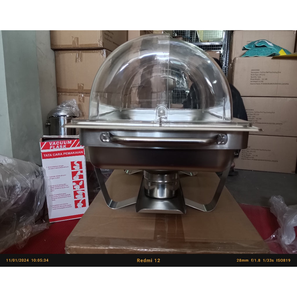 AKEBONNO FULL SIZE ROLLTOP CHAFING DISH Tebal Tempat Pemanas Makanan Prasmanan Jumbo