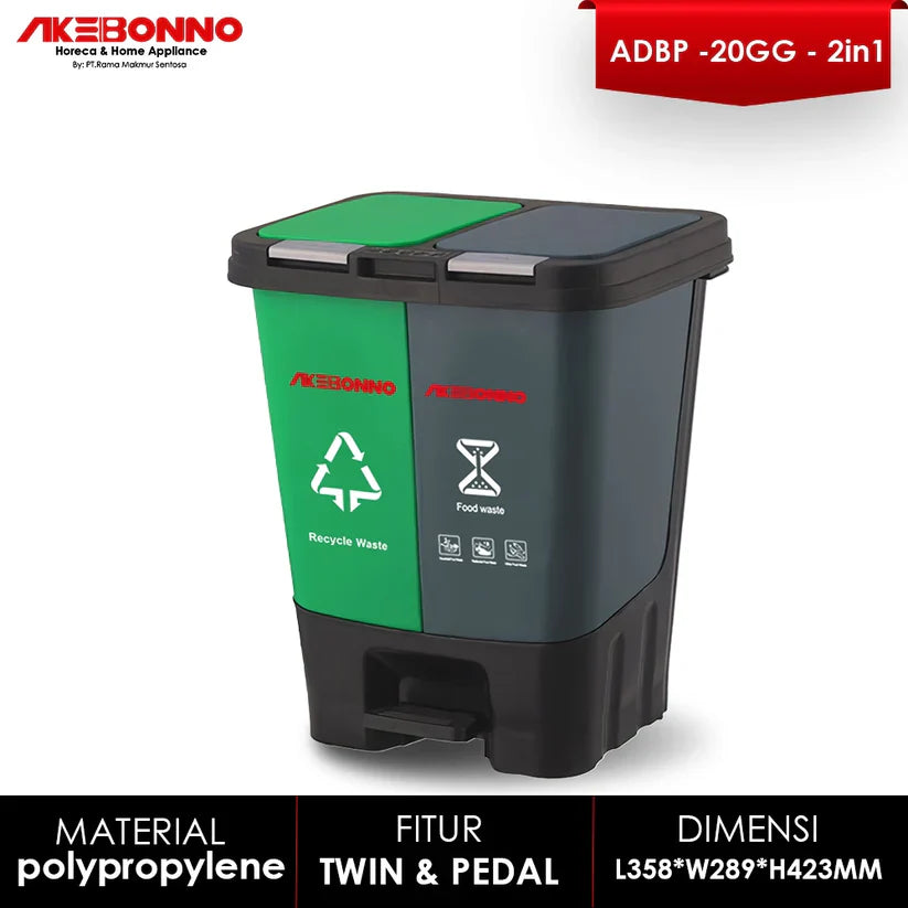 Akebonno Plastic Dustbin 2 IN 1 20 Liter Akebonno Plastic Dustbin 2 IN 1 20 Liter