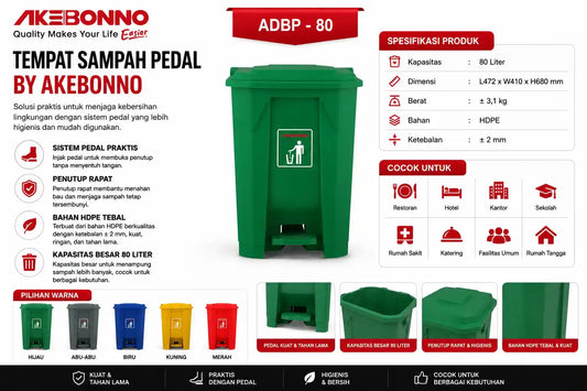 Tempat Sampah Pedal by Akebonno 80 Liter, Praktis dan Lebih Higienis