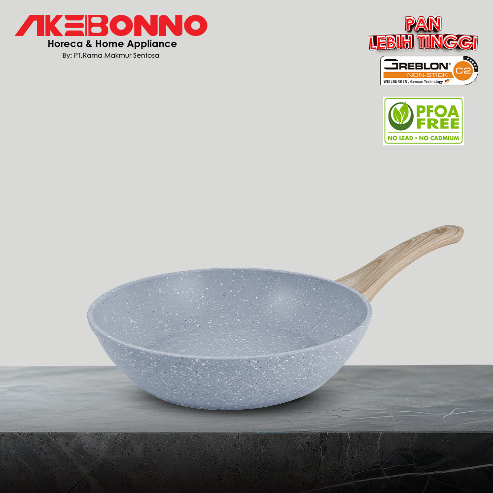 AKEBONNO DIECAST GREBLON DEEP FRYPAN / WAJAN PENGGORENGAN ANTI LENGKET DENGAN TUTUP INDUKSI