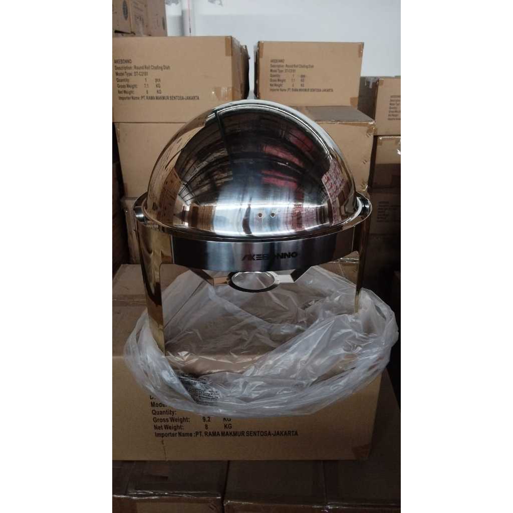 AKEBONNO ROUND ROLL CHAFING DISH GOLD 6L-C2101 Tempat Prasmanan Stainless Tebal