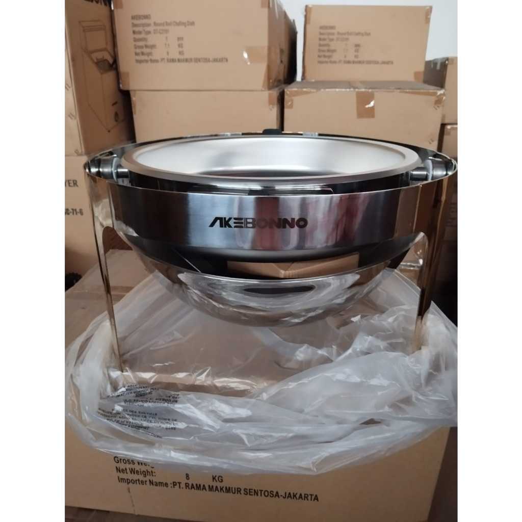 AKEBONNO ROUND ROLL CHAFING DISH GOLD 6L-C2101 Tempat Prasmanan Stainless Tebal