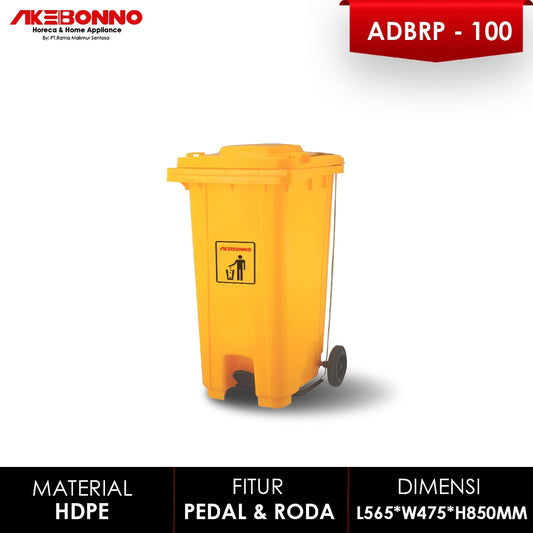 Akebonno Plastic dustbin With Pedal 100 Liter WITH pedal & roda