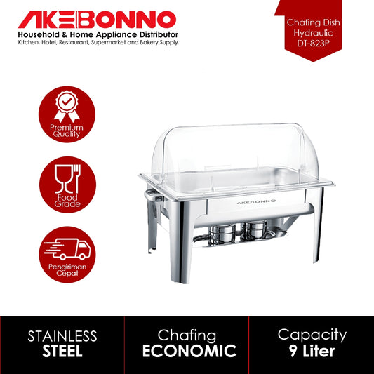 AKEBONNO FULL SIZE ROLL TOP CHAFING DISH [WITH PC WINDOW] Tebal Tempat Pemanas Makanan Prasmanan Jumbo