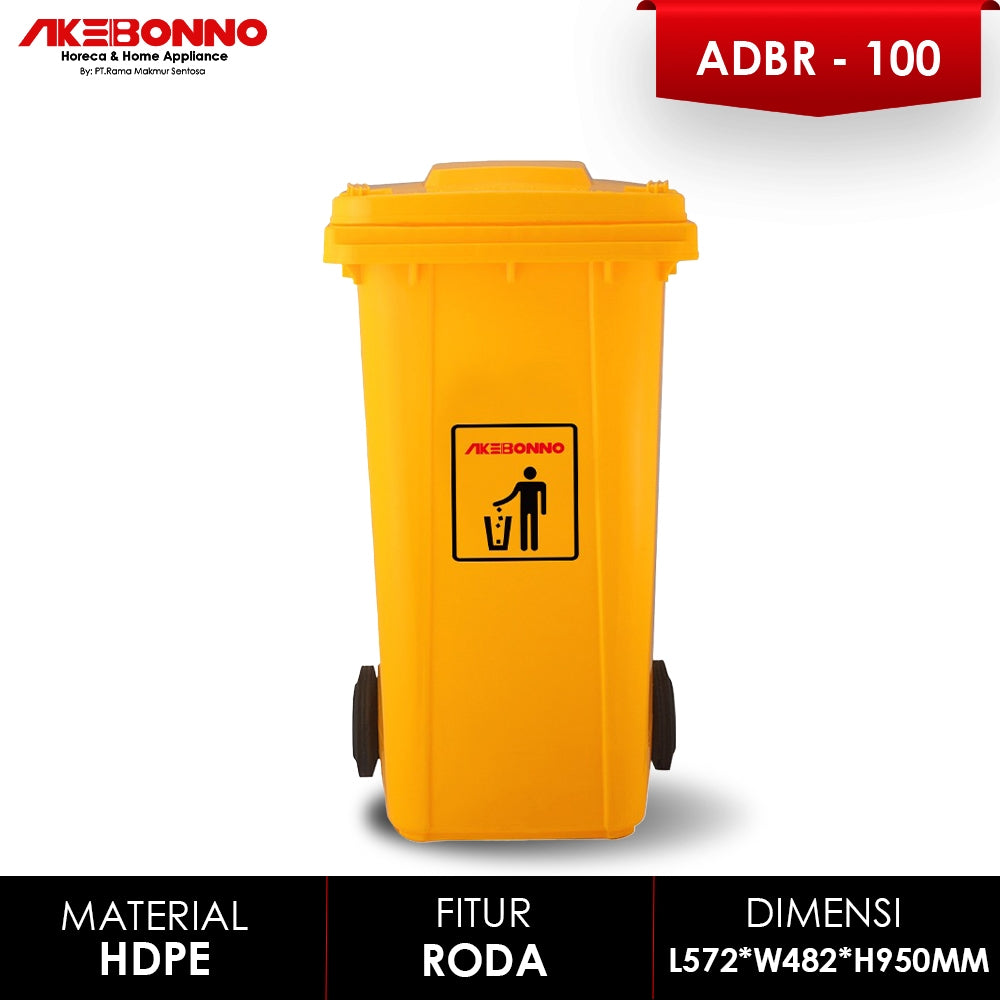 Akebonno Dust Bin dengan roda 100 Liter / Tempat Sampah Plastik Tebal Jumbo dengan roda