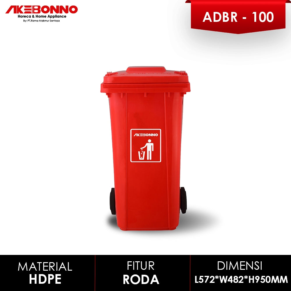 Akebonno Dust Bin dengan roda 100 Liter / Tempat Sampah Plastik Tebal Jumbo dengan roda