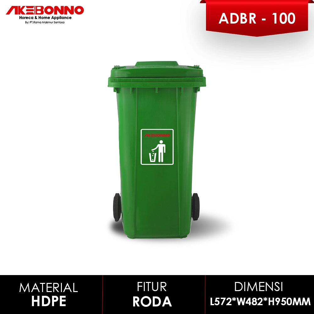 Akebonno Dust Bin dengan roda 100 Liter / Tempat Sampah Plastik Tebal Jumbo dengan roda