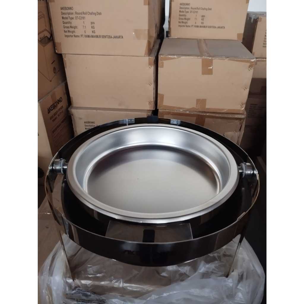 AKEBONNO ROUND ROLL CHAFING DISH GOLD 6L-C2101 Tempat Prasmanan Stainless Tebal