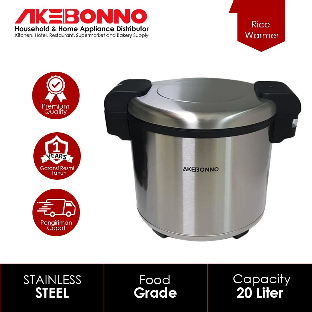 AKEBONNO RICE WARMER 20 LITER HJF-8000 / PENANAK NASI STAINLESS TEBAL JUMBO