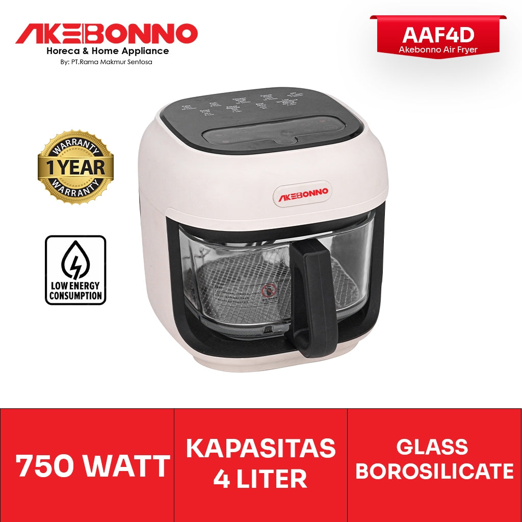 AKEBONNO AIR FRYER DIGITAL LOW WATT 750 W 4.LITER GLASS BOROSILICATE AAF4D